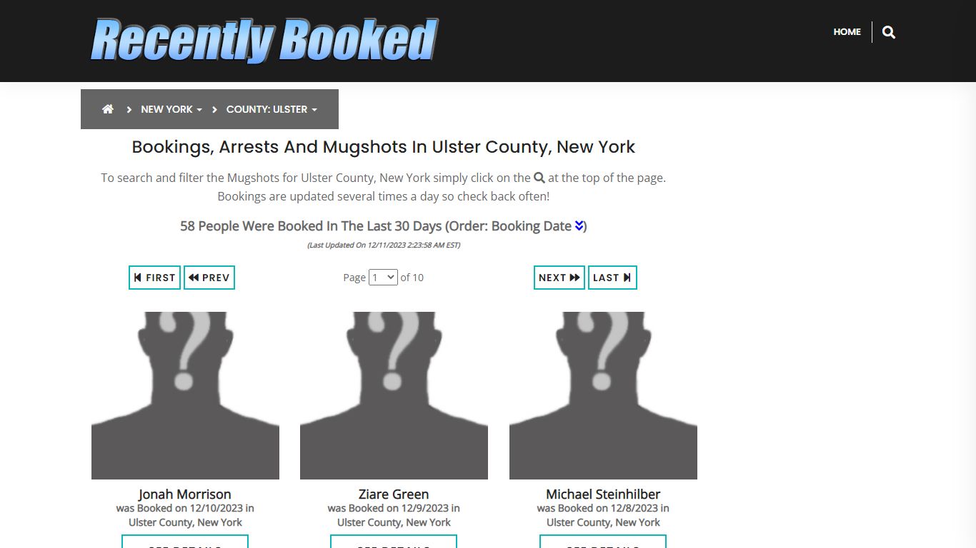 Recent bookings, Arrests, Mugshots in Ulster County, New York